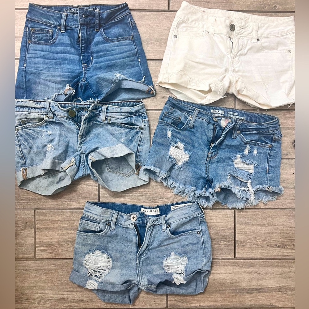 Lot of 5 - size 0 Jean shorts American Eagle bullhead